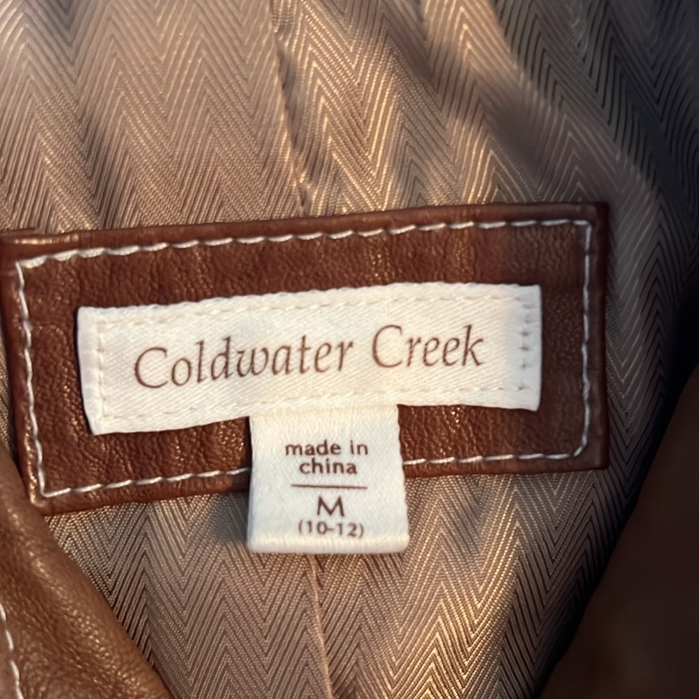 Coldwater Creek 100% real leather brown vest - Picture 4 of 6